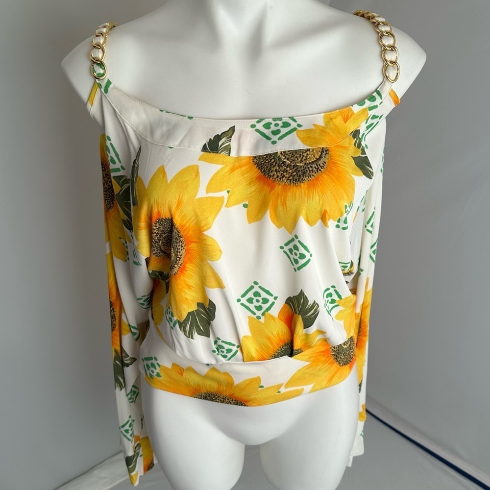 Dolce and Gabbana multicolor sunflower cold shoulder top M